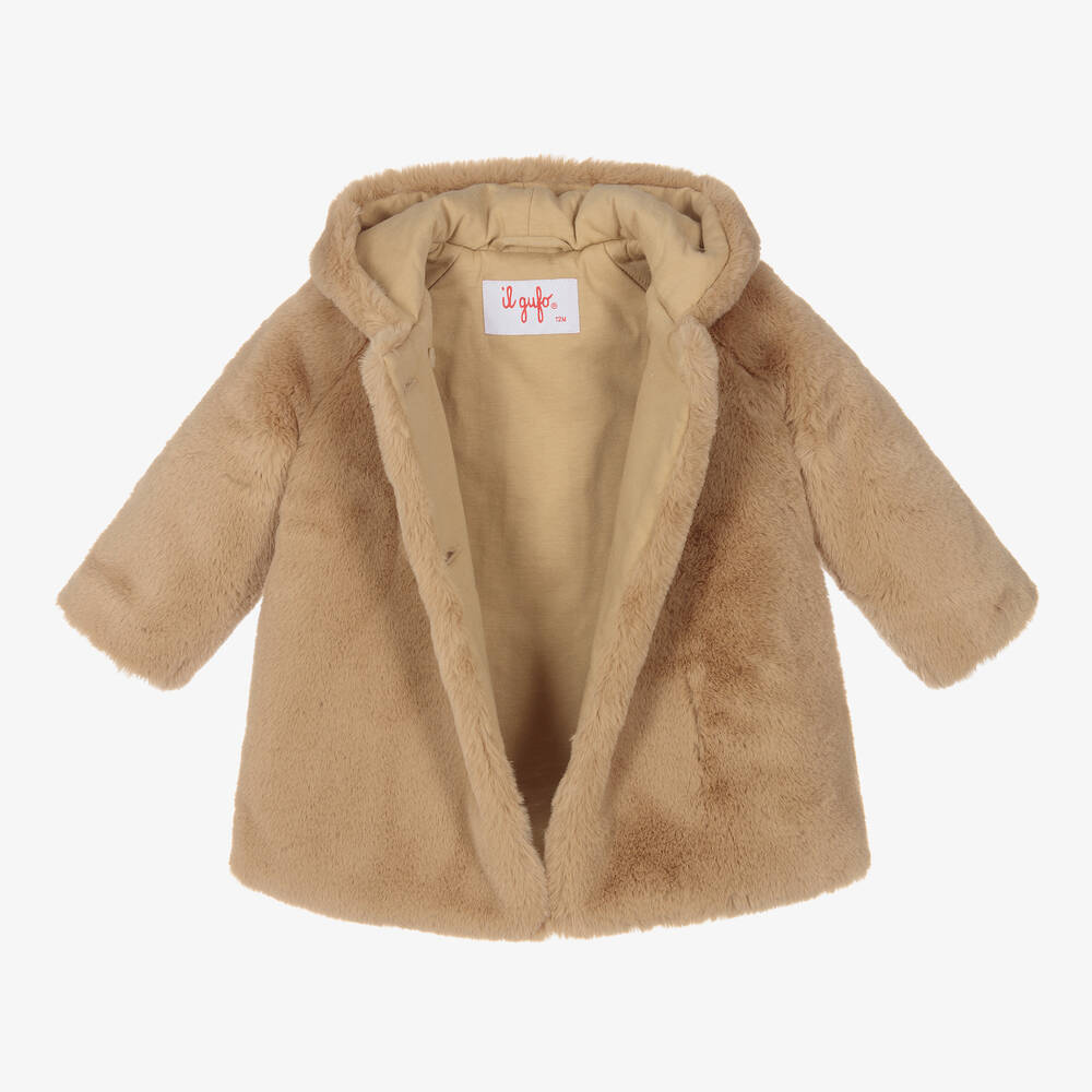 Il Gufo Manteau beige fausse fourrure fille Childrensalon Outlet