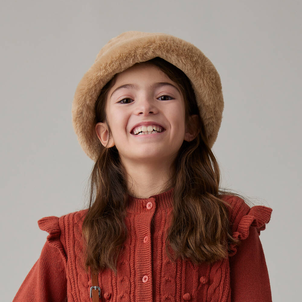 Il Gufo-Girls Beige Faux Fur Hat | Childrensalon Outlet