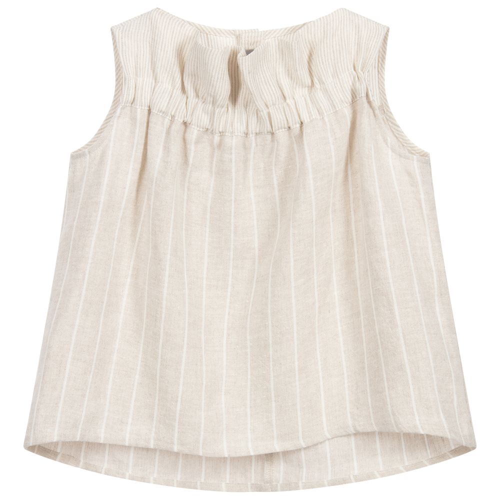 Il Gufo - Бежевая льняная блузка для девочек | Childrensalon