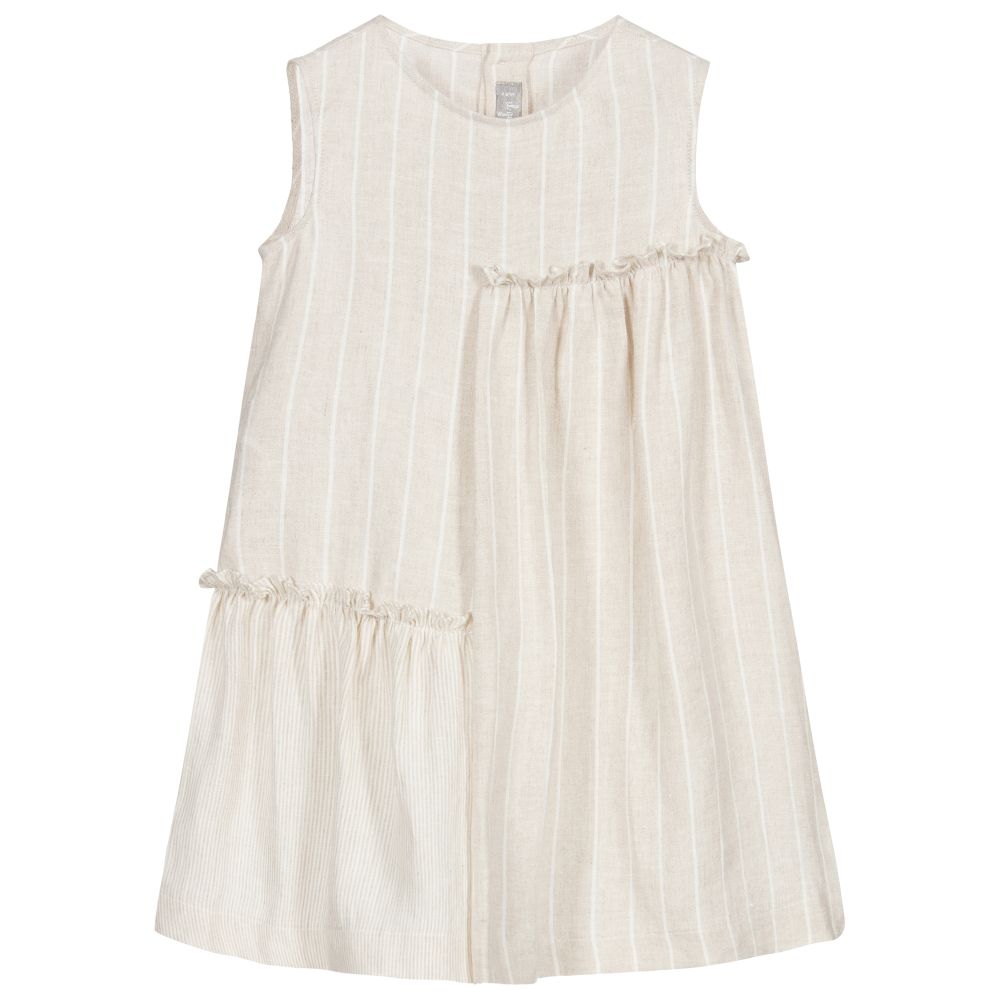 Il Gufo - Girls Beige Linen Dress | Childrensalon
