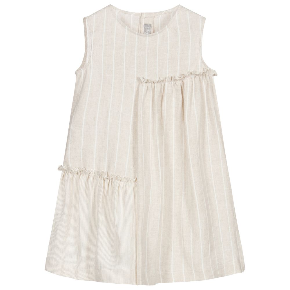 Il Gufo-فستان كتّان لون بيج وعاجي | Childrensalon Outlet