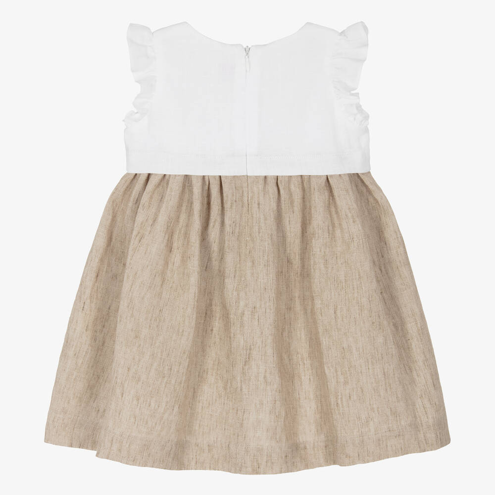 Il Gufo-Girls Beige Linen Dress | Childrensalon Outlet