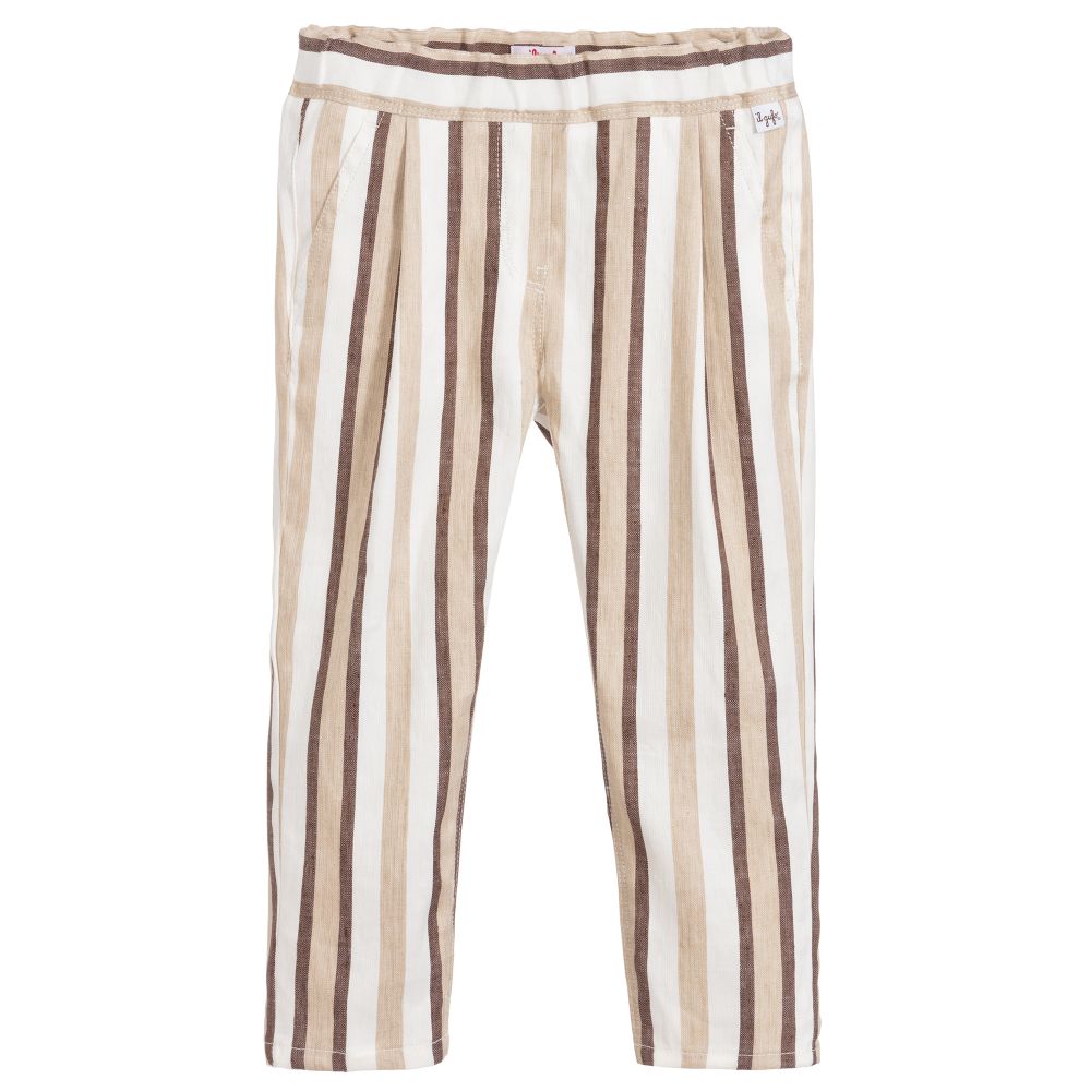 Il Gufo - Girls Beige Linen Trousers | Childrensalon