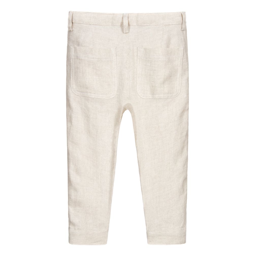 Il Gufo-Бежевые льняные брюки для девочек | Childrensalon Outlet
