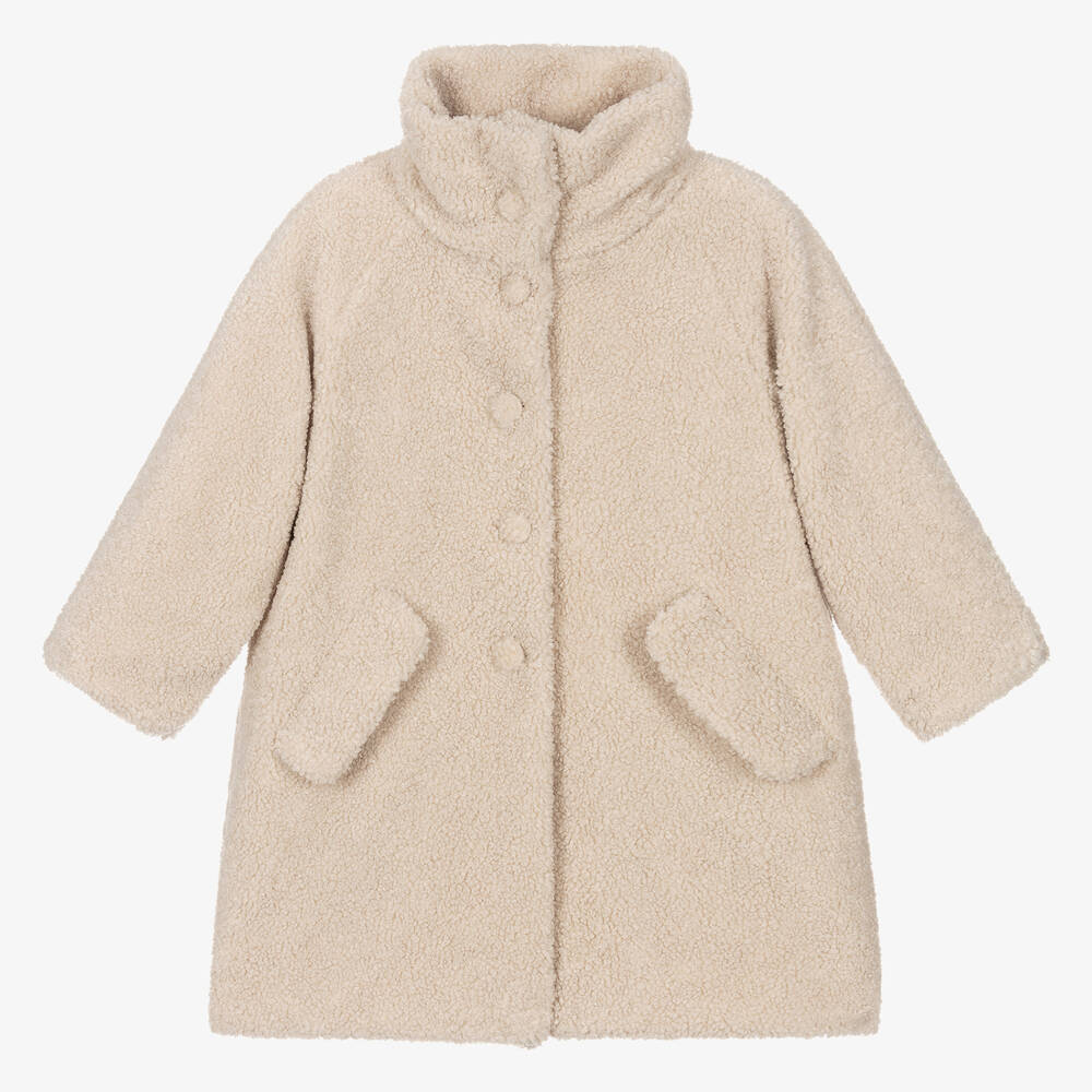 Il Gufo - Beiger Sherpa-Fleecemantel (M) | Childrensalon