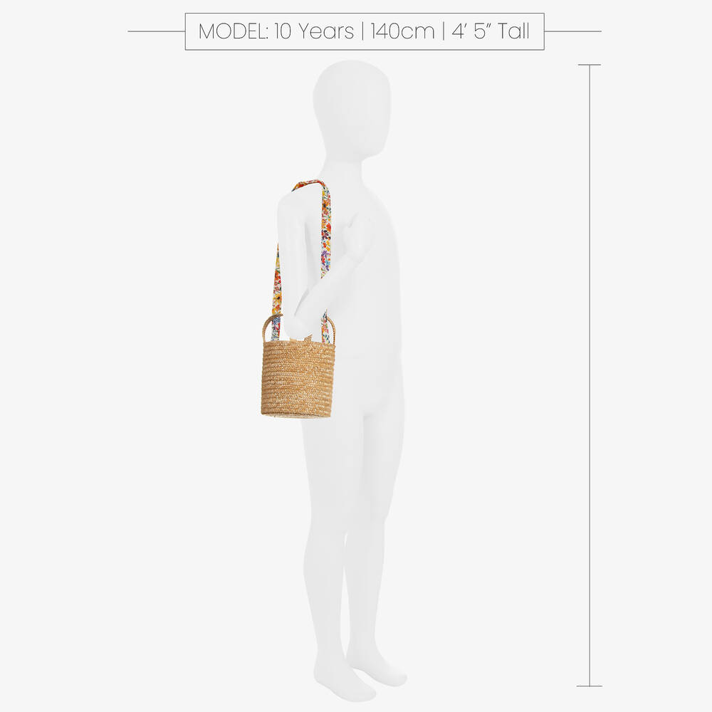 Il Gufo-Girls Beige Straw Shoulder Bag (46cm) | Childrensalon Outlet