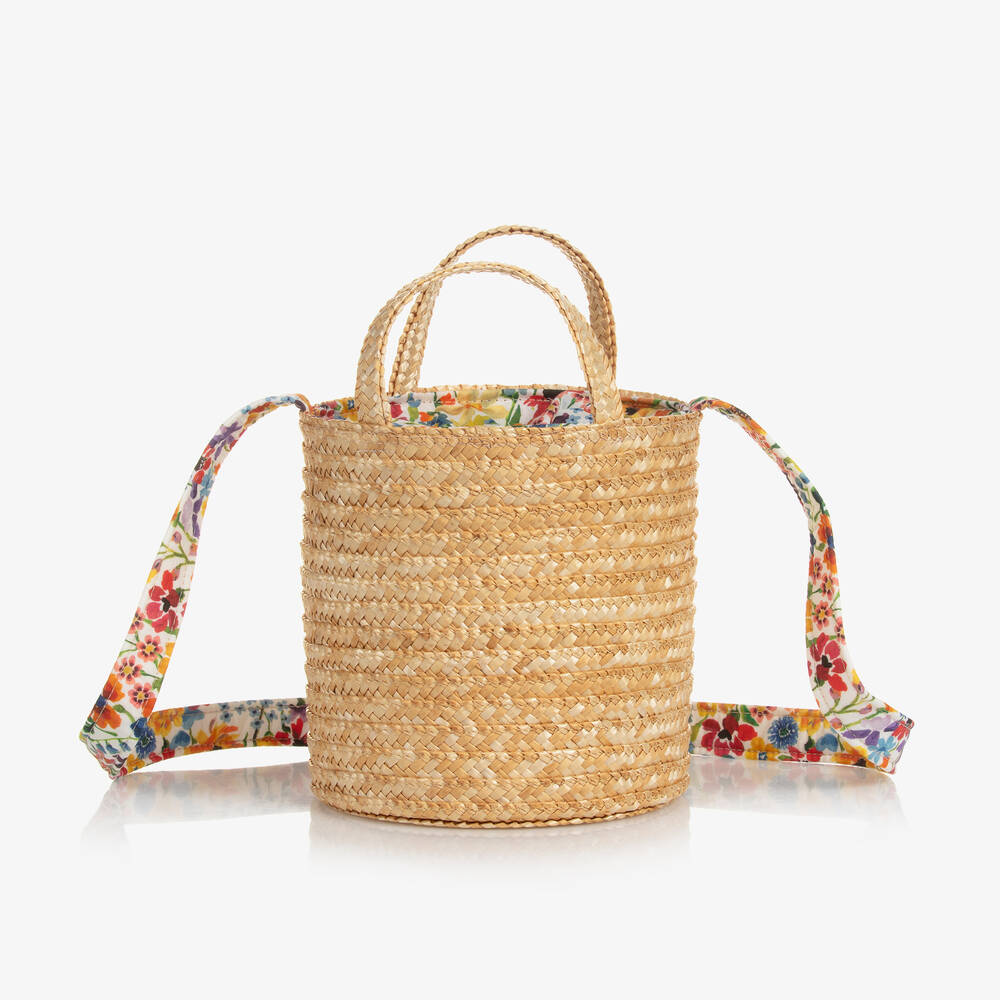 Il Gufo-Girls Beige Straw Shoulder Bag (46cm) | Childrensalon Outlet