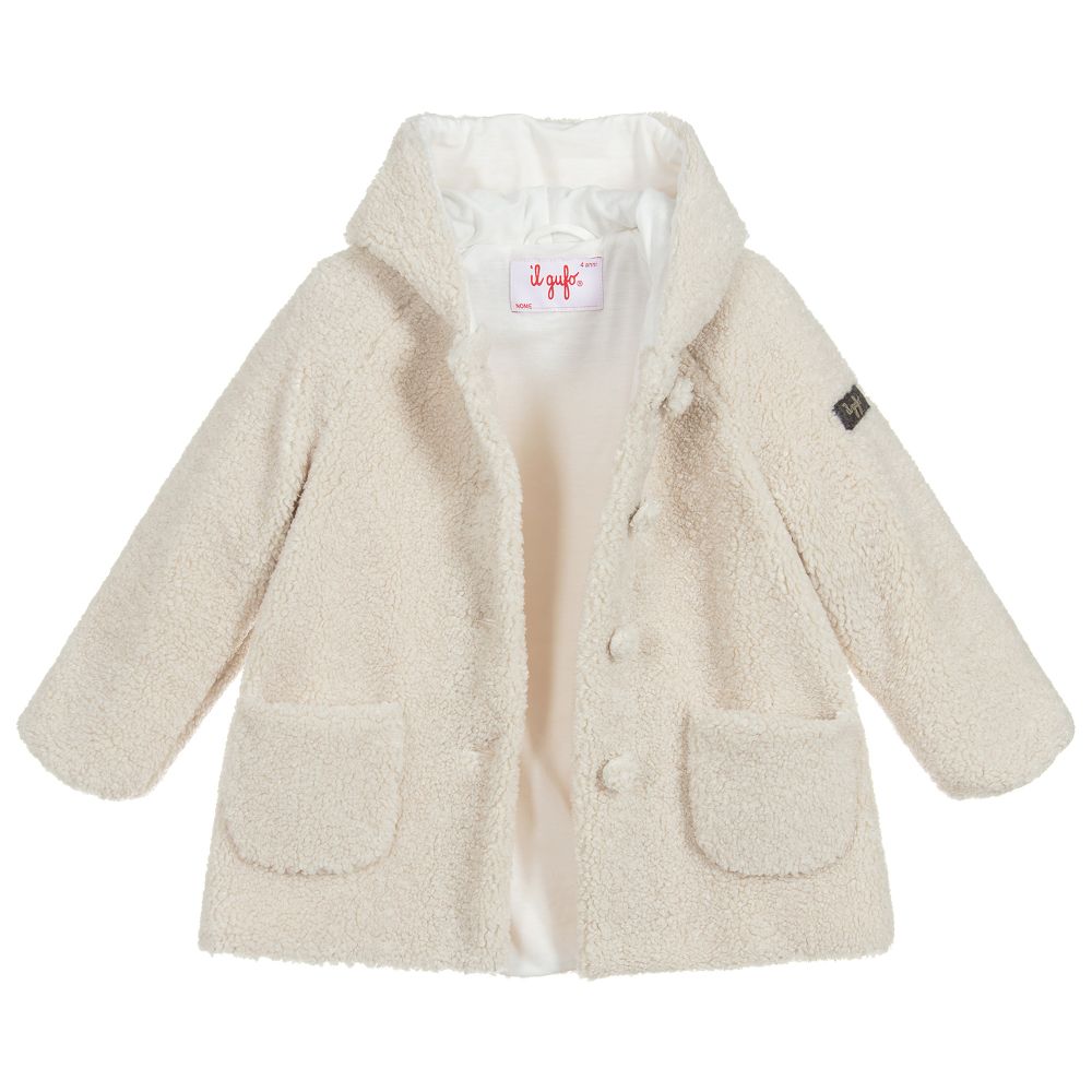Il Gufo Girls Beige Teddy Fleece Coat