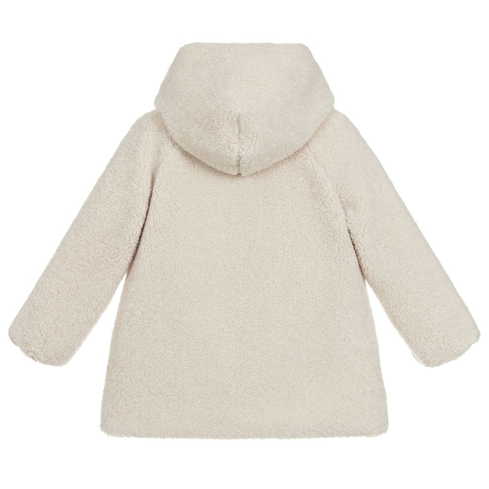 Girls cream teddy coat sales
