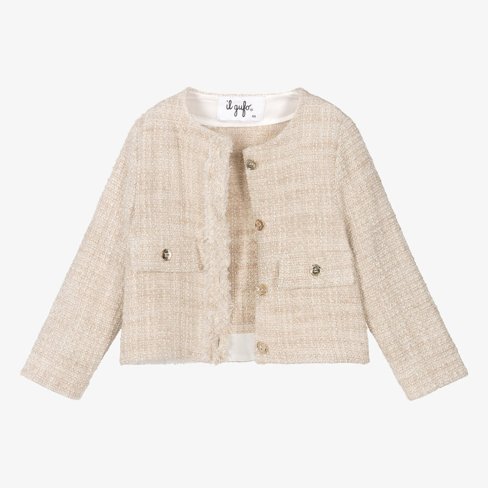 Beige tweed jacket store