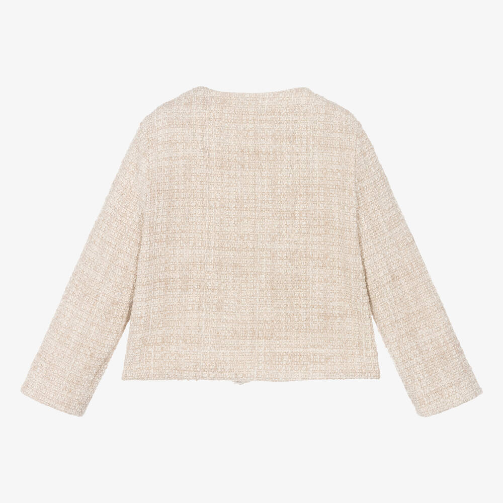 Il Gufo-Girls Beige Tweed Jacket | Childrensalon Outlet