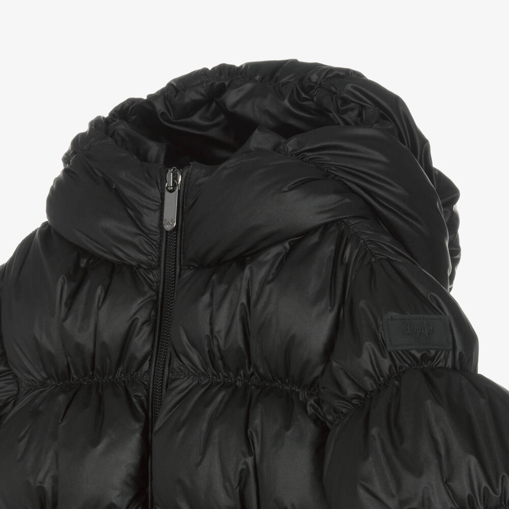 Il Gufo-جاكيت بافر مبطن بريش لون أسود للبنات | Childrensalon Outlet