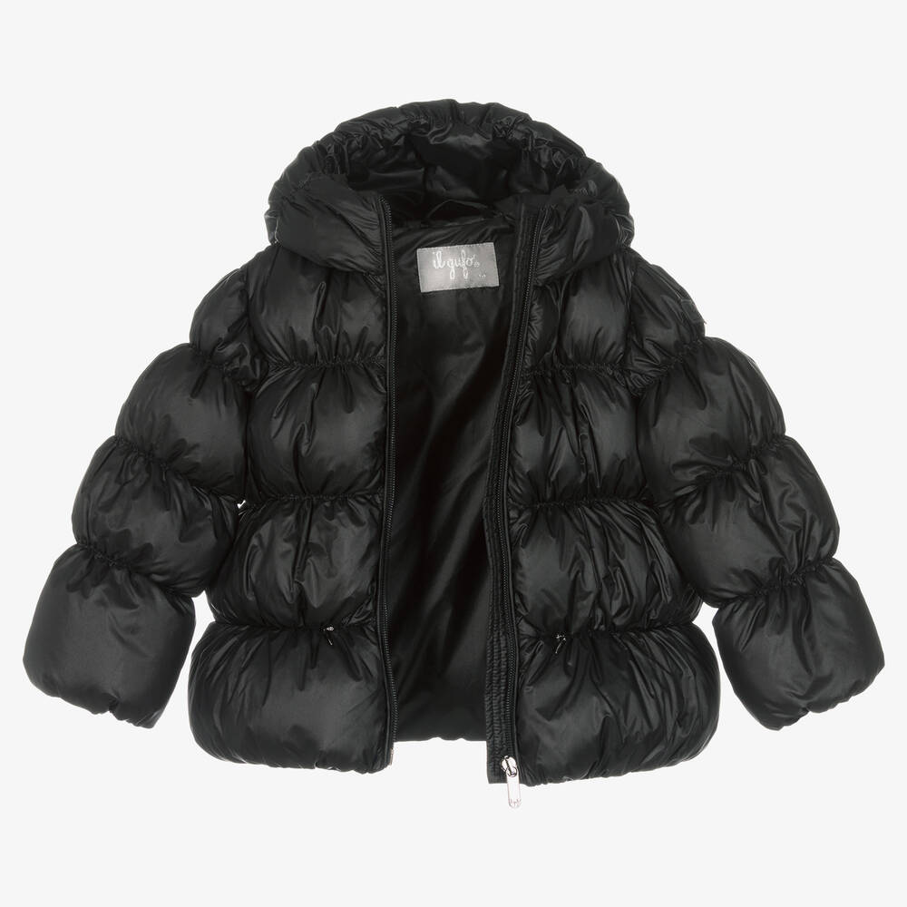 Il Gufo-جاكيت بافر مبطن بريش لون أسود للبنات | Childrensalon Outlet