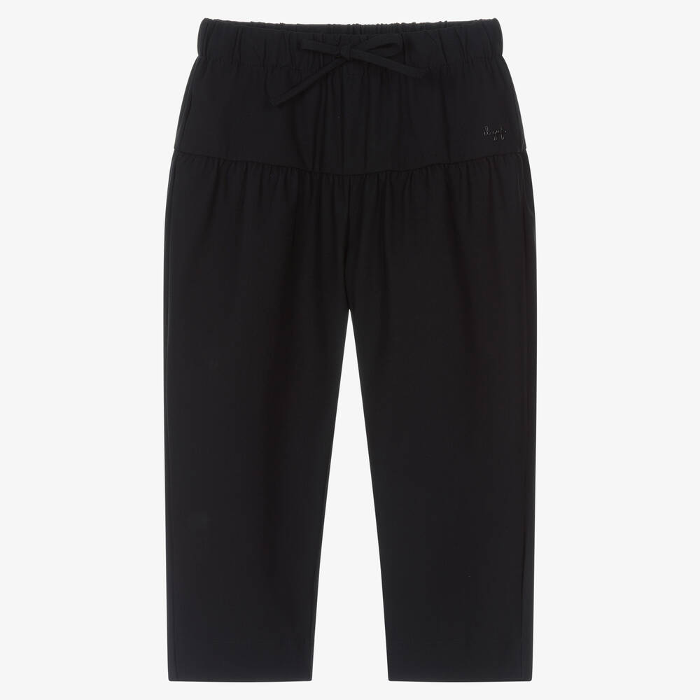 Il Gufo - Girls Black Drawstring Trousers | Childrensalon