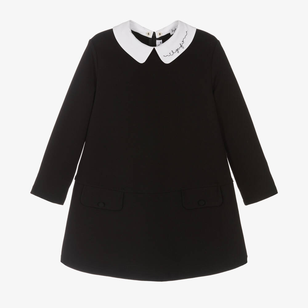 Il Gufo-Girls Black Milano Jersey Dress | Childrensalon Outlet