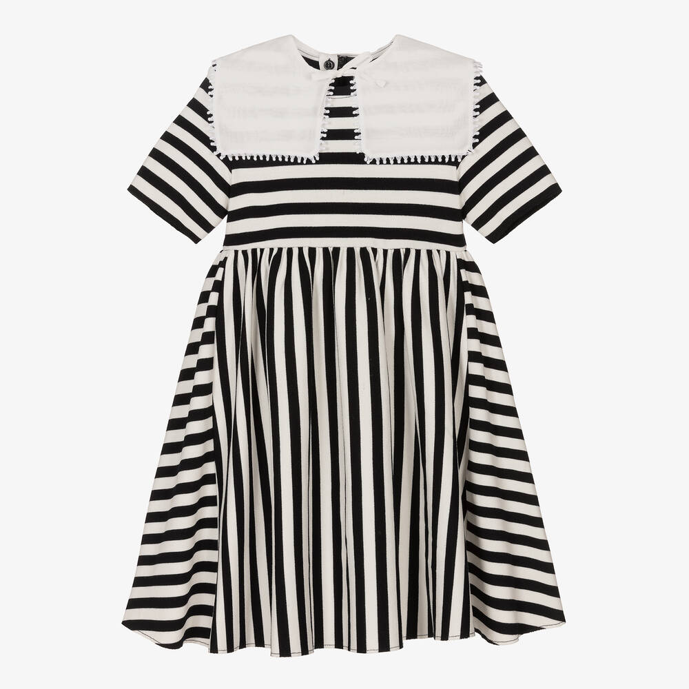 Girls black dress with white collar hot sale