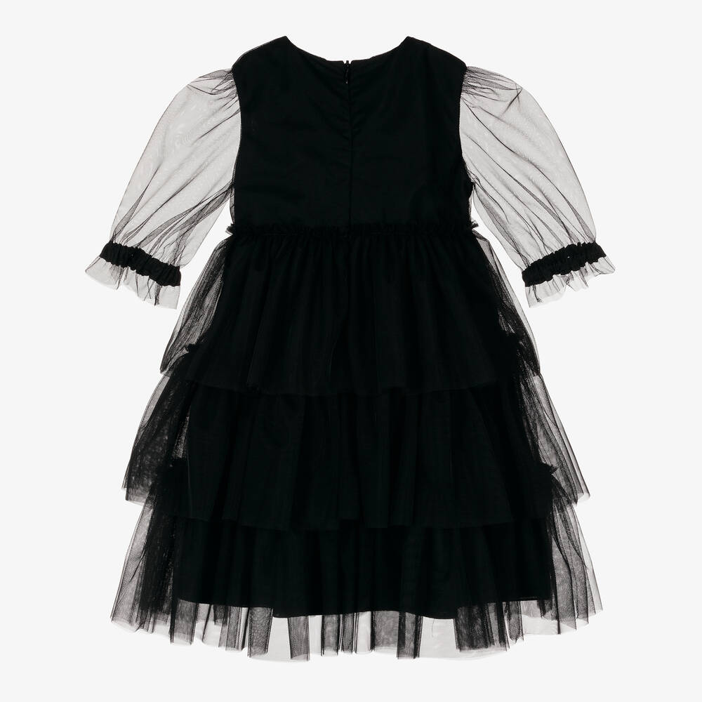 Il Gufo Girls Black Tiered Tulle Dress