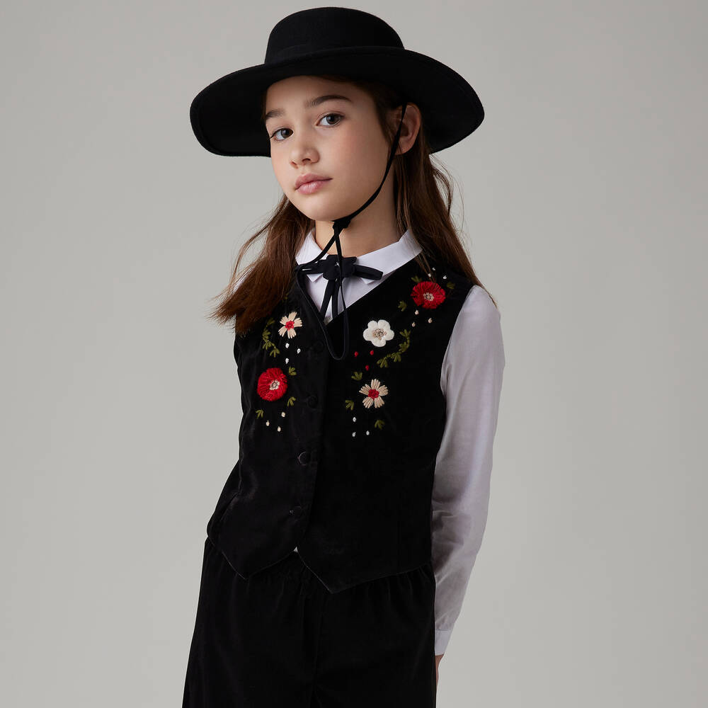 Il Gufo-جيلية مخمل لون أسود للبنات | Childrensalon Outlet