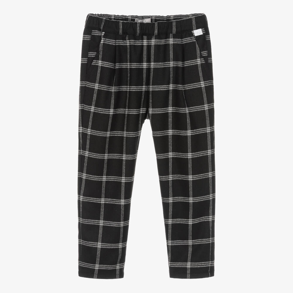 Il Gufo - Girls Black & White Check Trousers | Childrensalon