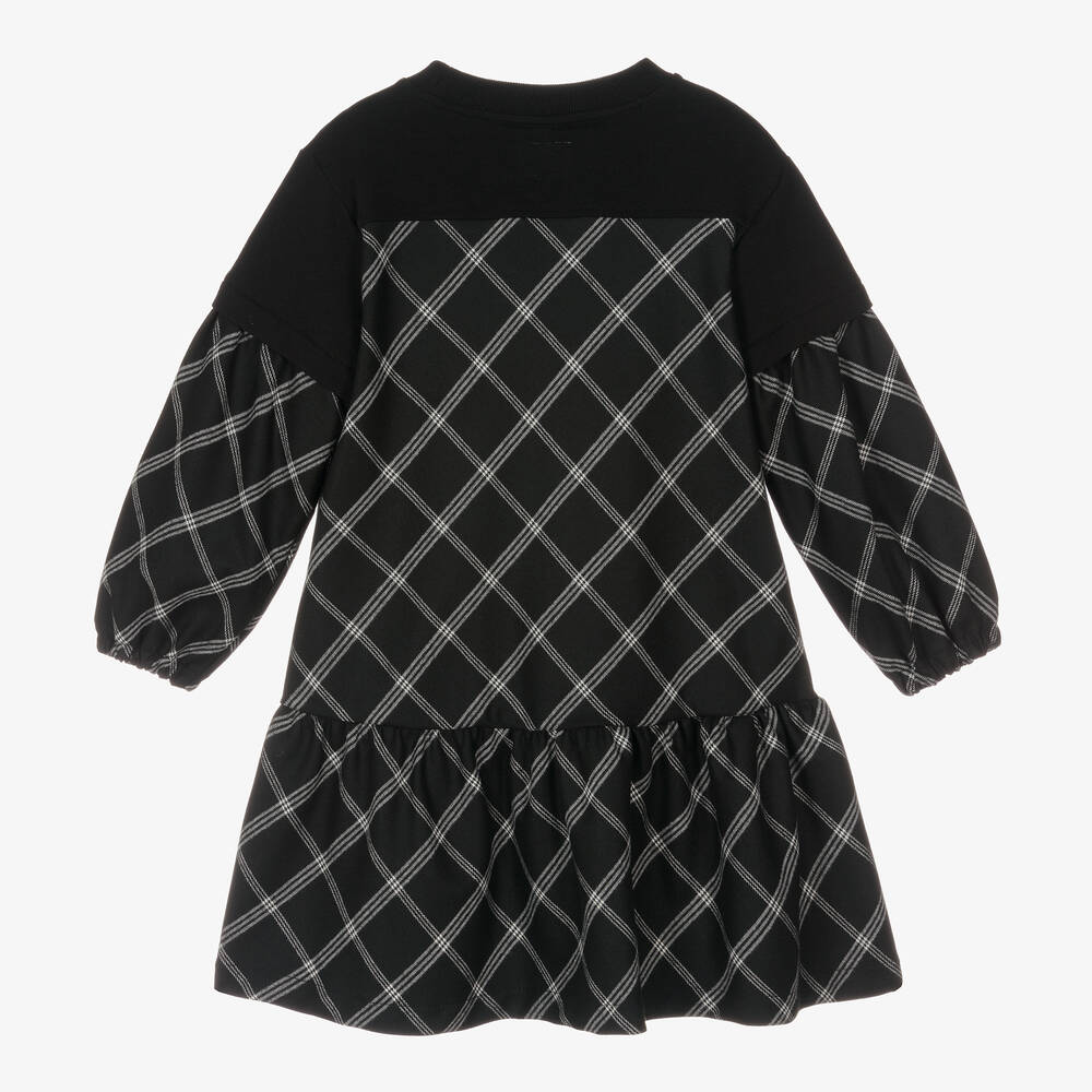 Il Gufo-Girls Black & White Checked Cotton Dress | Childrensalon Outlet