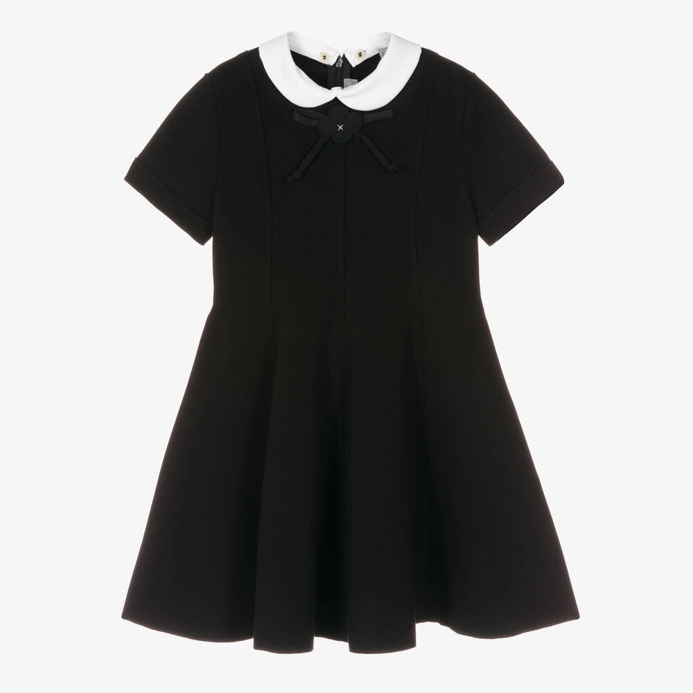 Il Gufo - Girls Black & White Milano Jersey Dress | Childrensalon