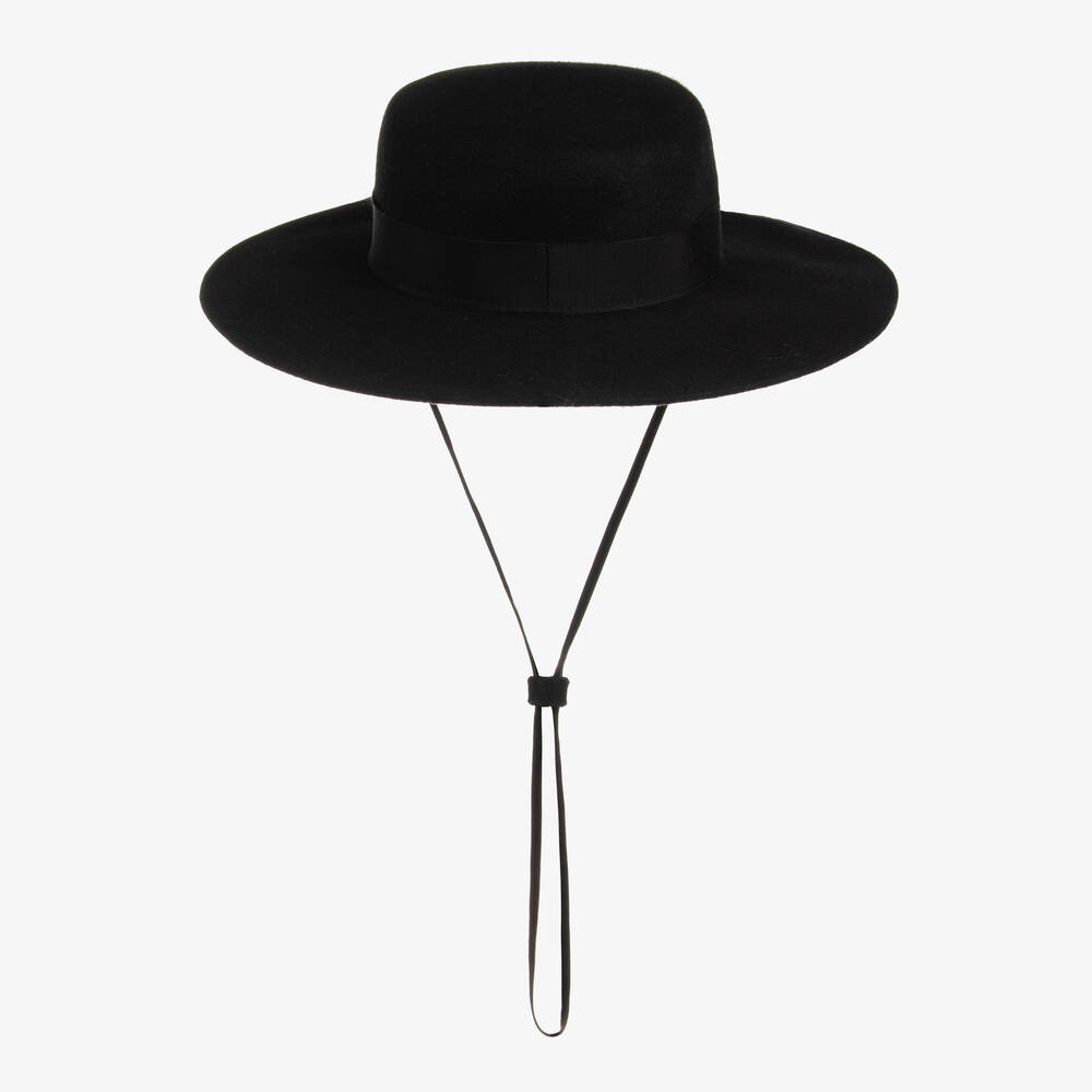 Il Gufo - Girls Black Wool Fedora Hat | Childrensalon Outlet