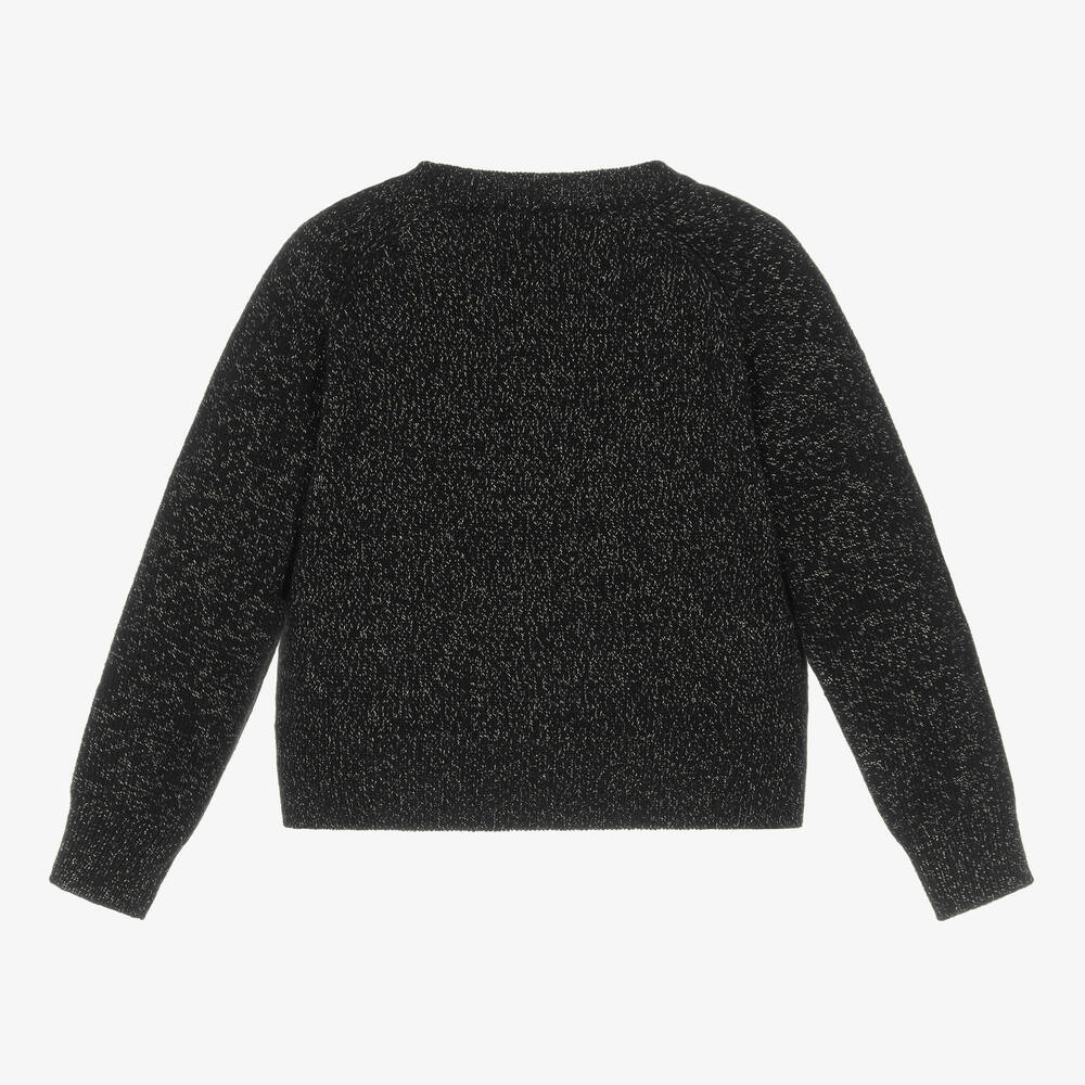 Il Gufo-Girls Black Wool Knit Sparkle Sweater | Childrensalon Outlet