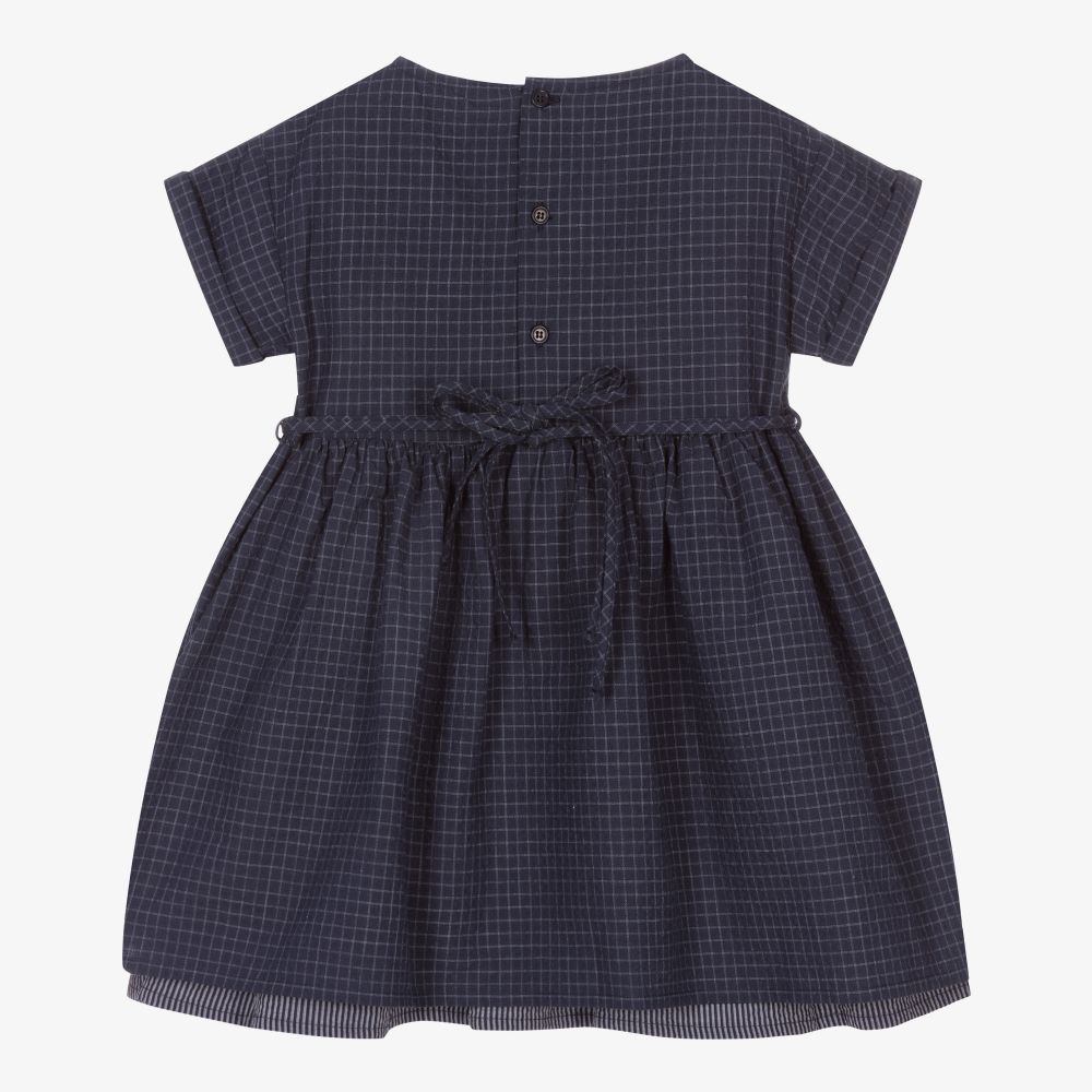 Il Gufo-Girls Blue Check Cotton Dress | Childrensalon Outlet
