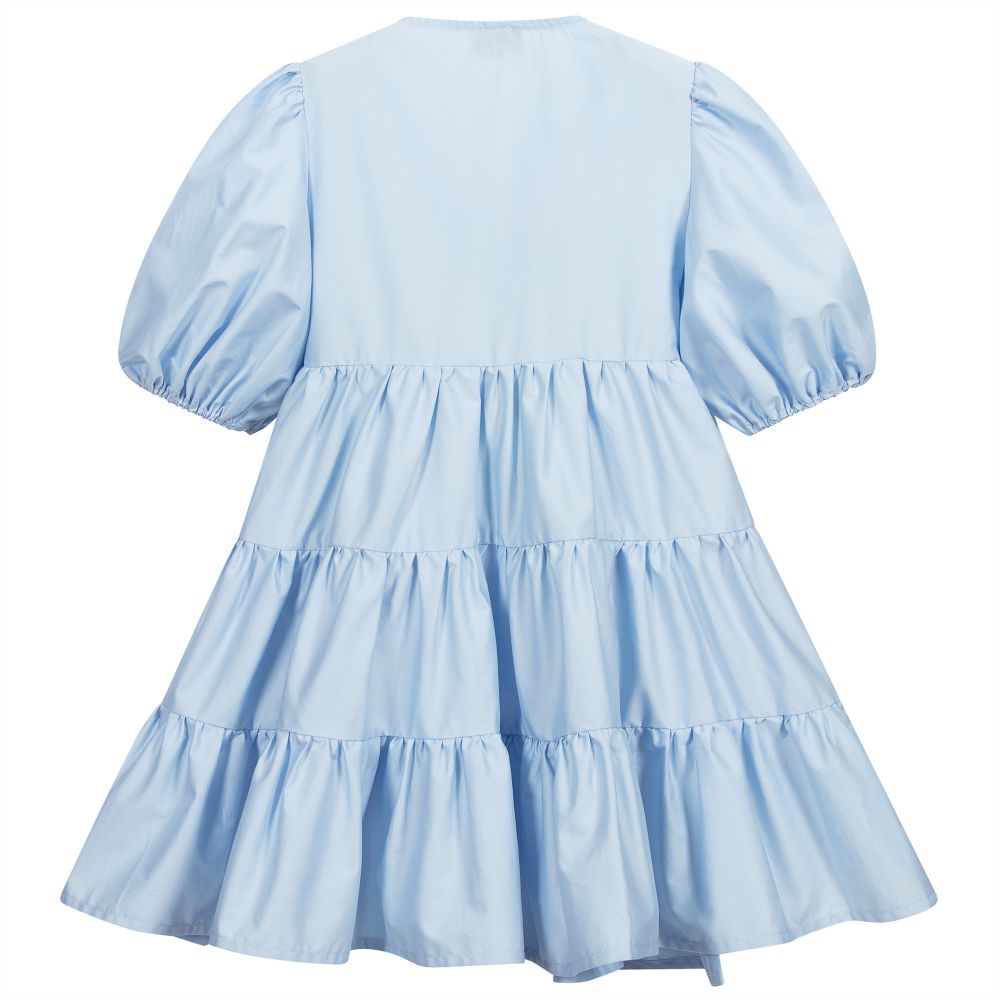 Il Gufo-Girls Blue Cotton Dress | Childrensalon Outlet