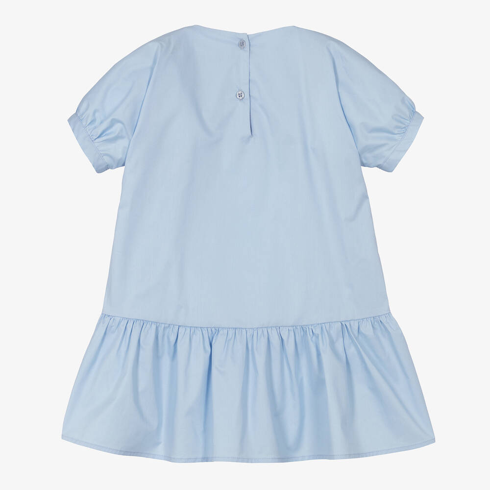 Il Gufo-Girls Blue Cotton Dress | Childrensalon Outlet