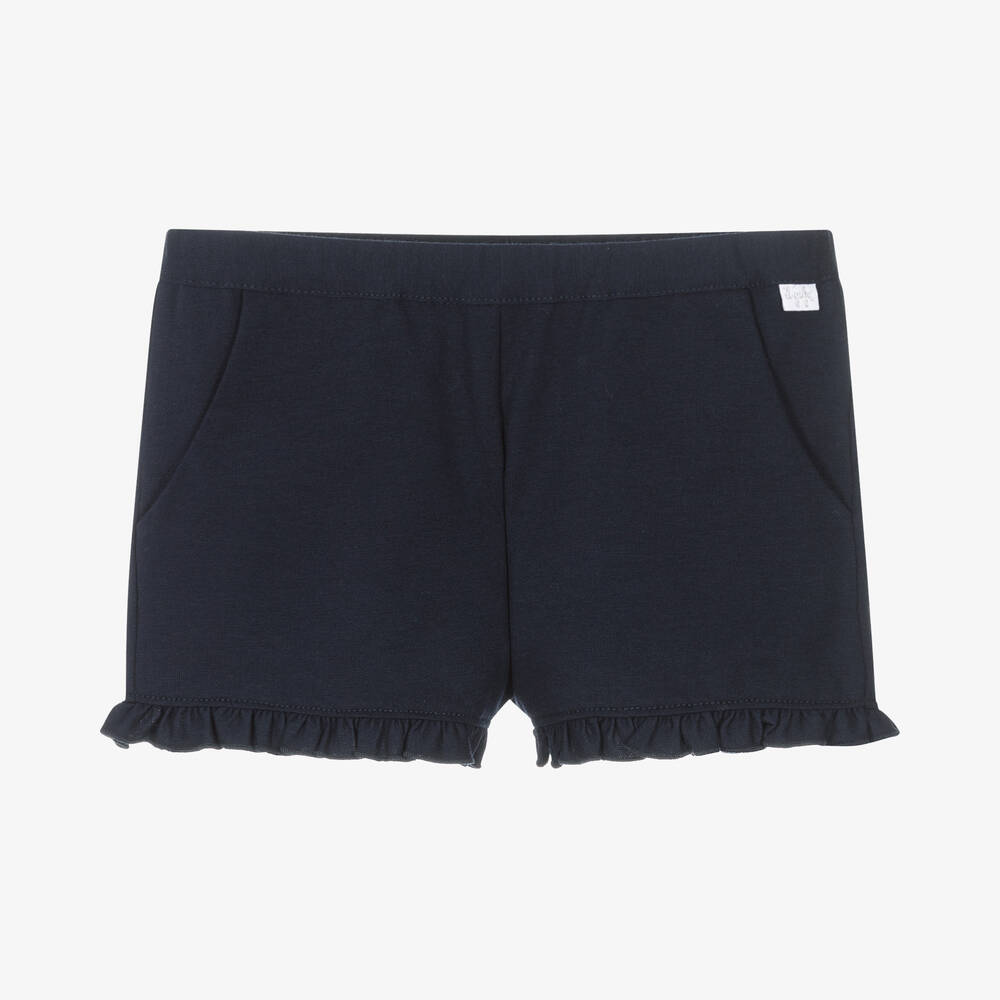 Il Gufo - Girls Blue Cotton Jersey Shorts  | Childrensalon