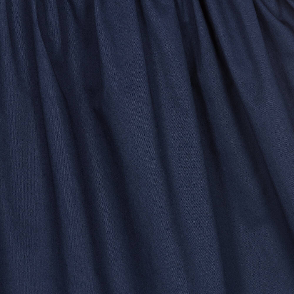 Il Gufo-Girls Blue Cotton Ruffle Sleeve Dress | Childrensalon Outlet