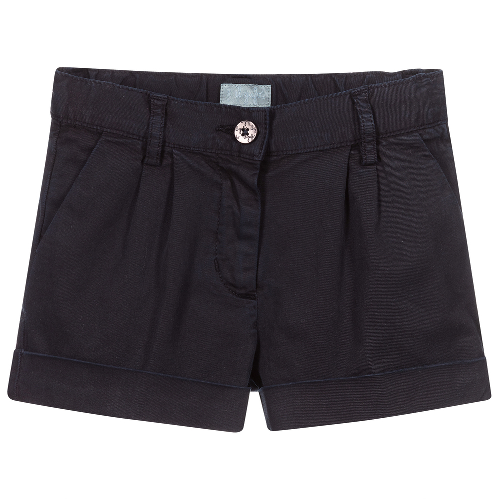 Il Gufo-Girls Blue Cotton Shorts | Childrensalon Outlet