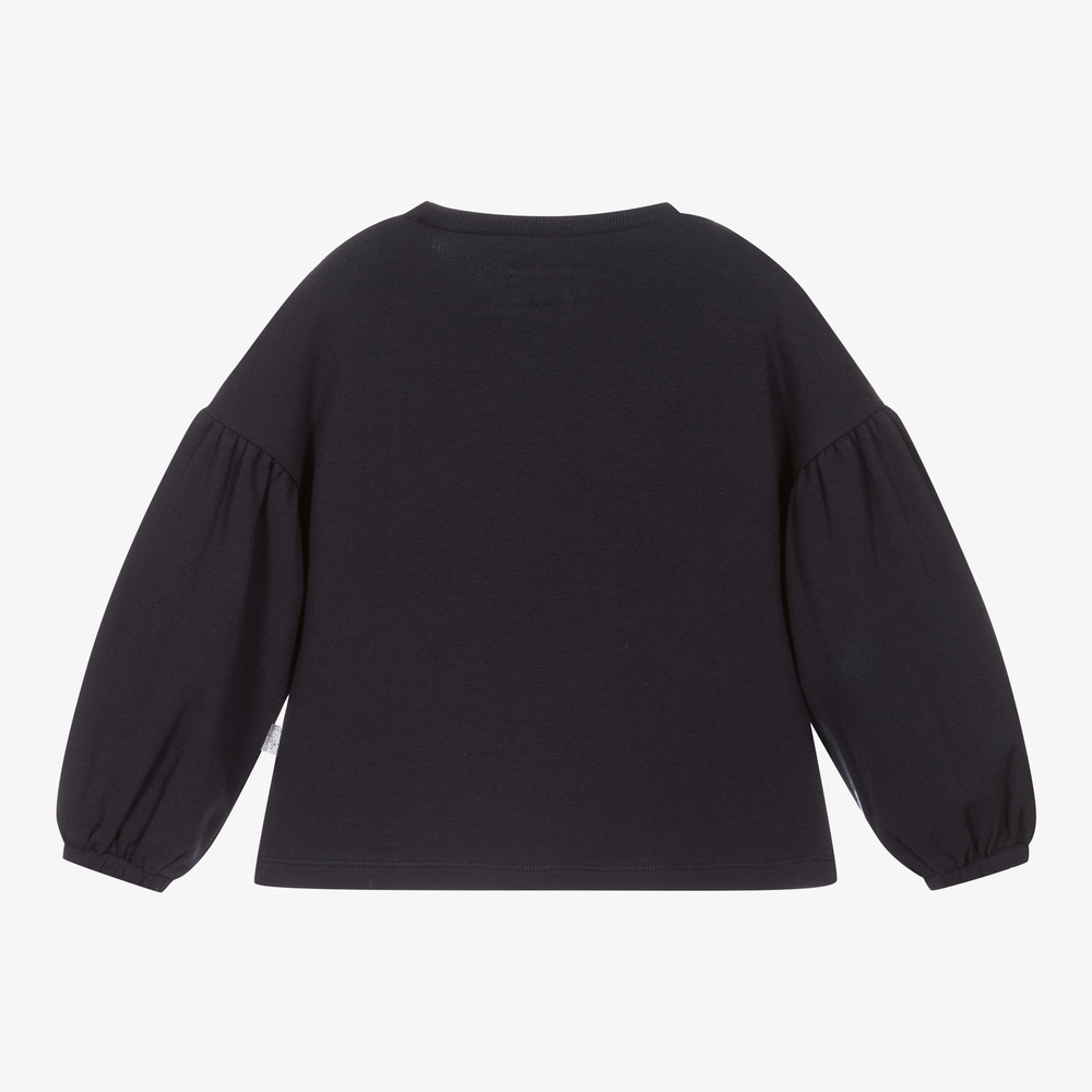 Il Gufo-Girls Blue Cotton Sweatshirt | Childrensalon Outlet