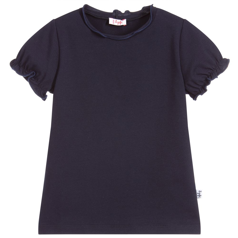 Il Gufo - Girls Blue Cotton T-Shirt | Childrensalon