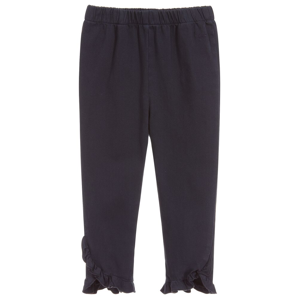 Il Gufo - Girls Blue Cotton Trousers | Childrensalon