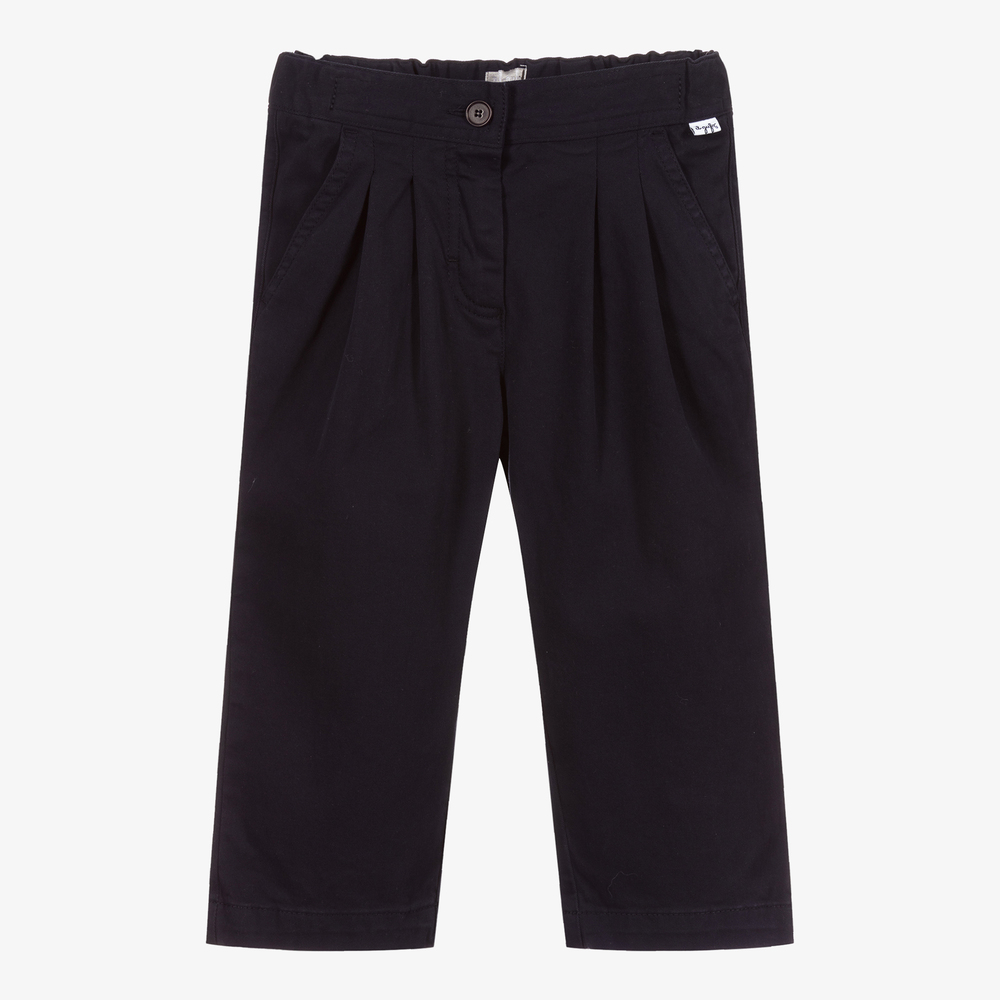 Il Gufo - Girls Blue Cotton Trousers | Childrensalon