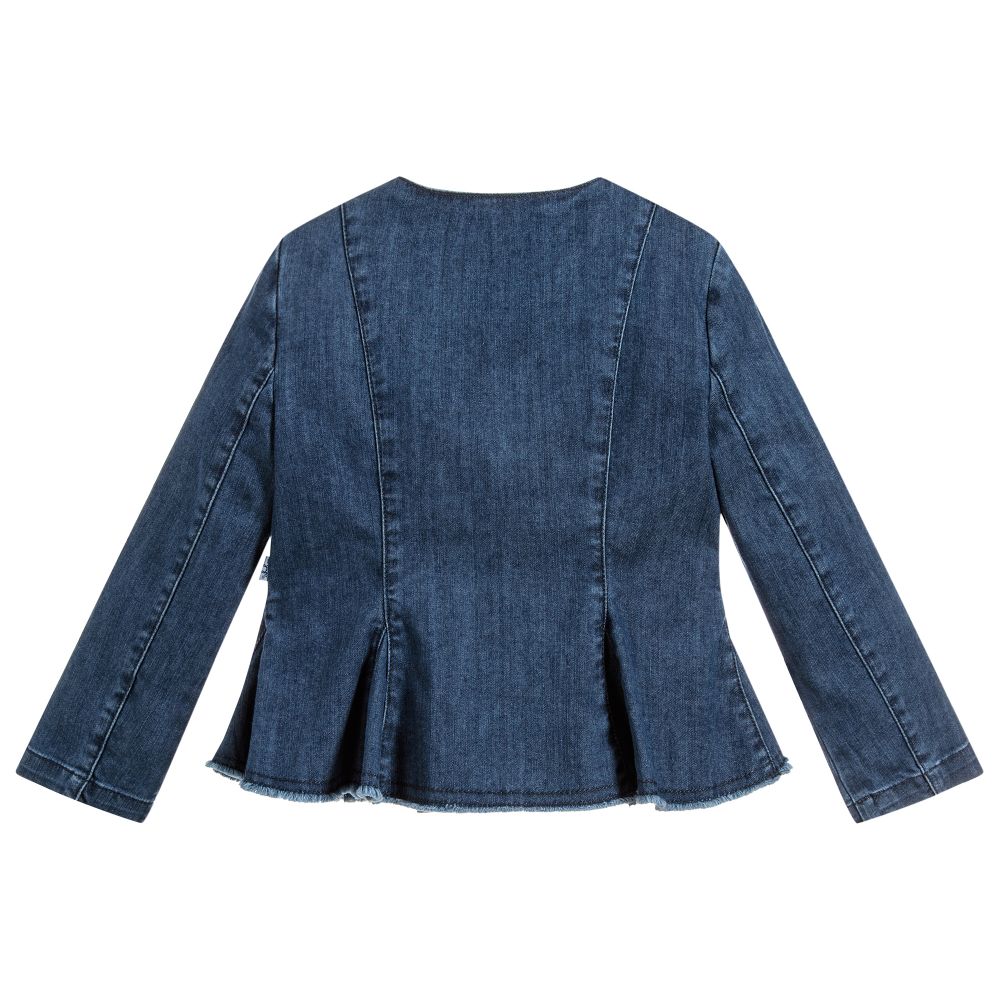 Il Gufo-Girls Blue Denim Peplum Jacket | Childrensalon Outlet