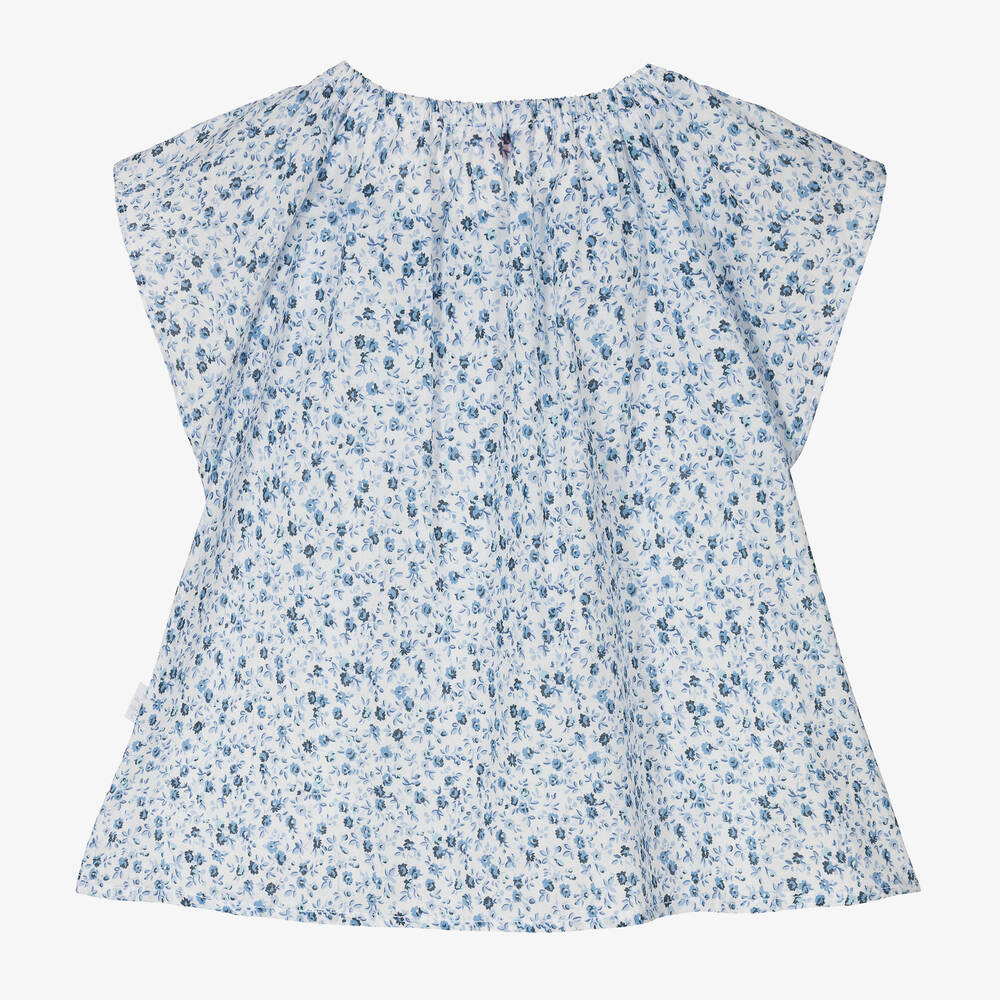 Il Gufo-Голубая хлопковая блузка в цветочек | Childrensalon Outlet