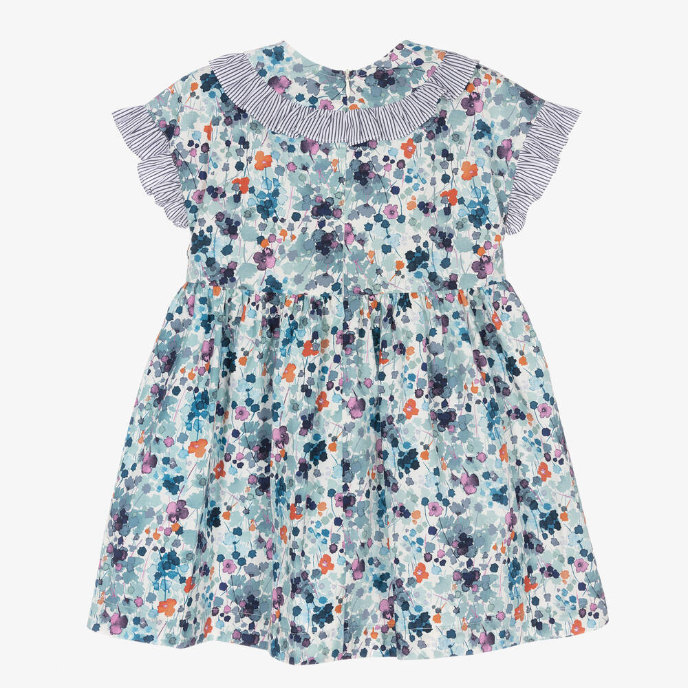 Il Gufo-Girls Blue Floral Cotton Dress | Childrensalon Outlet