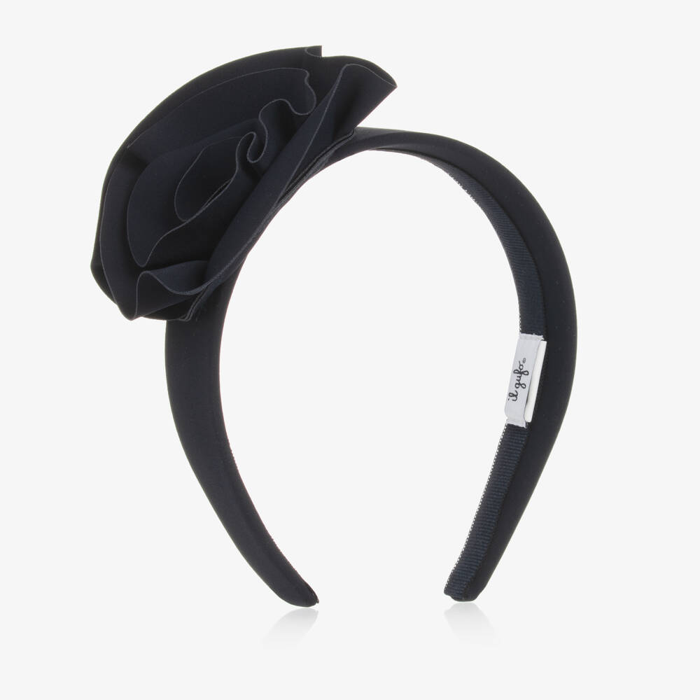 Il Gufo-Girls Blue Floral Cotton Headband | Childrensalon Outlet