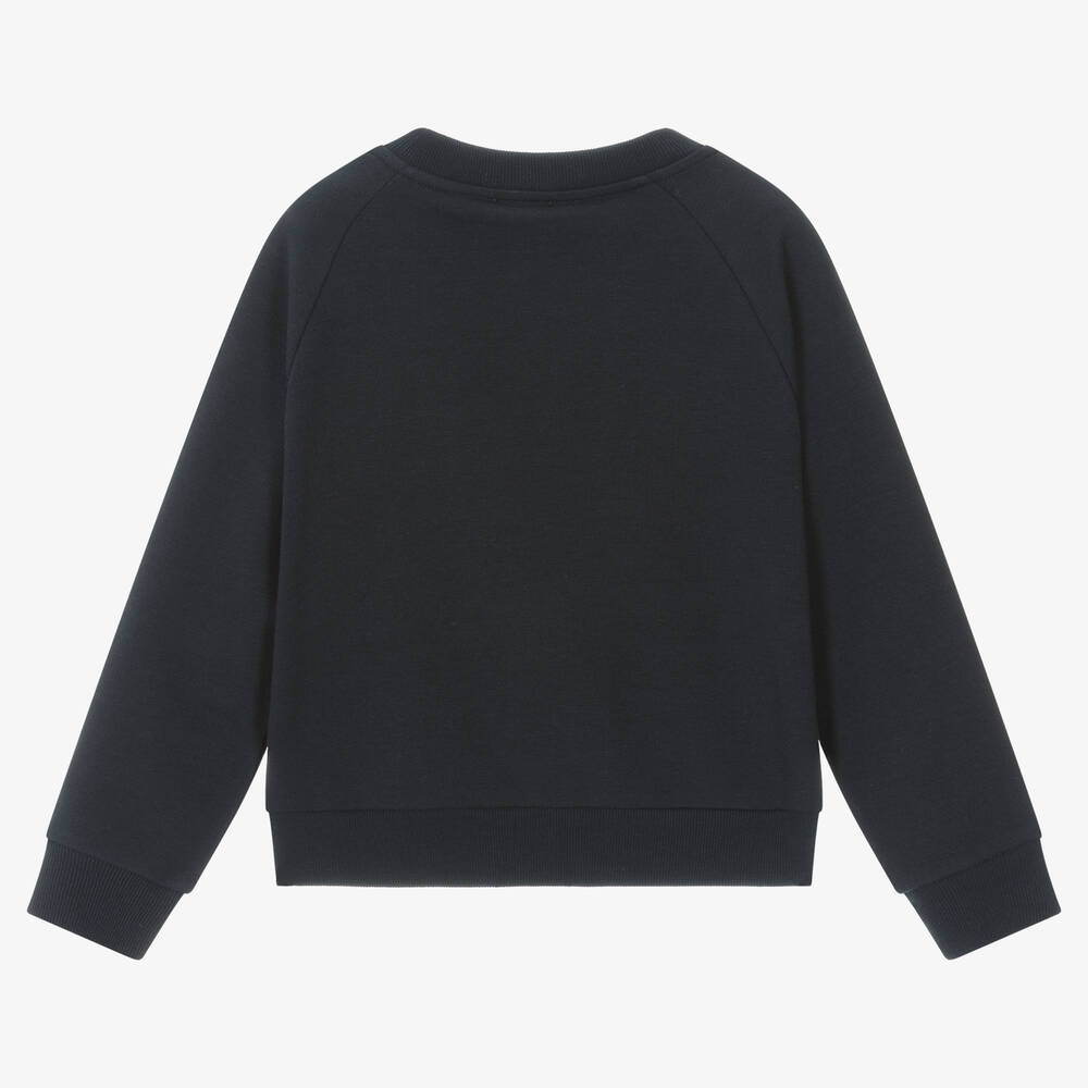 Il Gufo-Girls Blue Floral Cotton Sweatshirt | Childrensalon Outlet