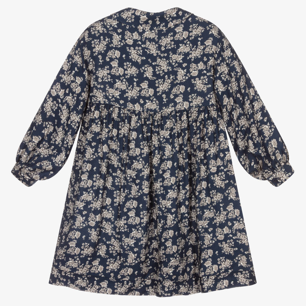 إيل غوفو-فستان فيسكوز لون كحلي بطبعة ورود | Childrensalon Outlet