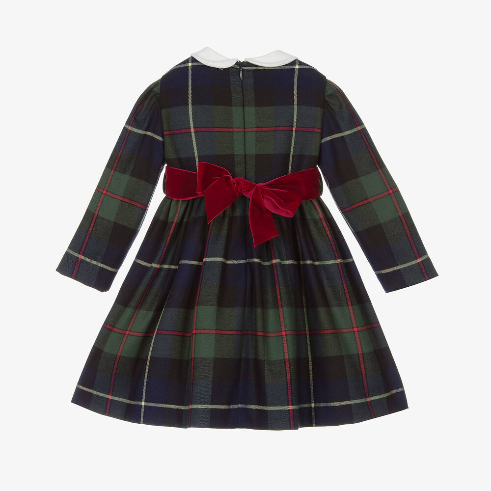 Il Gufo-Girls Blue & Green Check Viscose Dress | Childrensalon Outlet