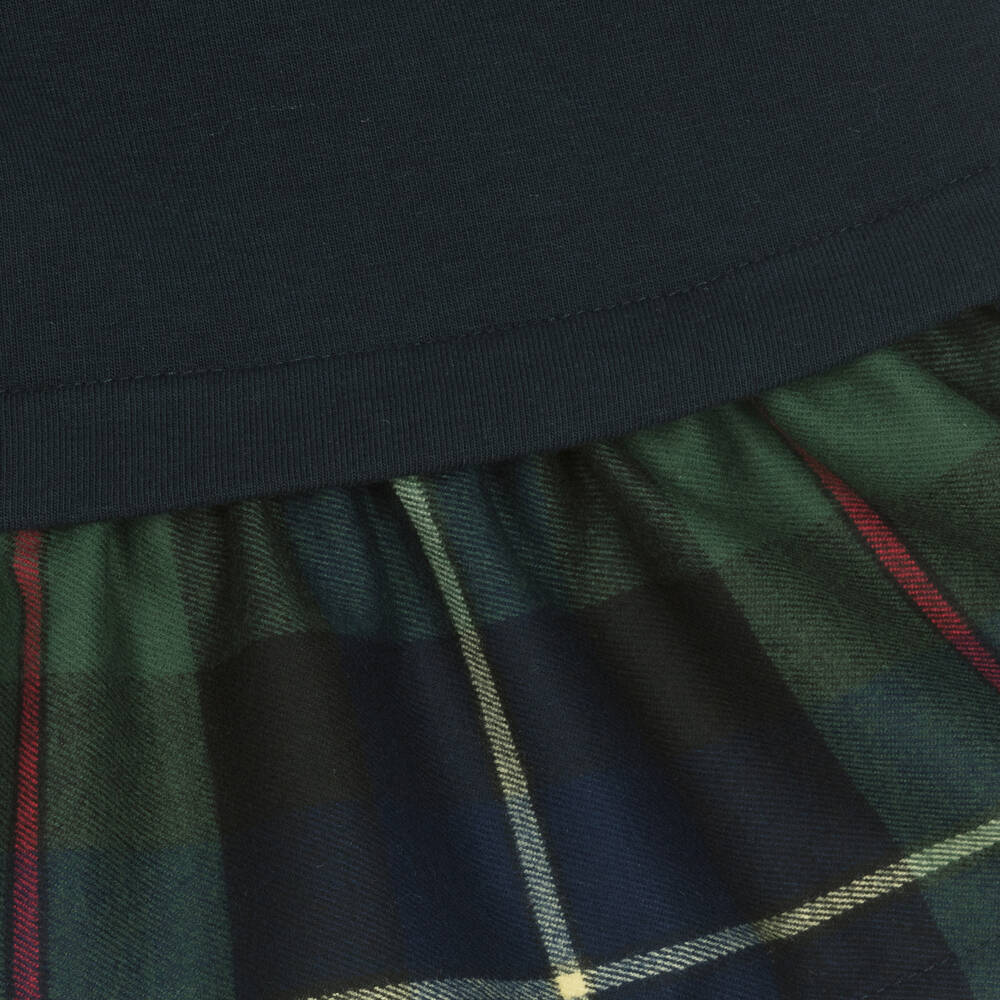 إيل غوفو-فستان أطفال بناتي قطن جيرسي لون كحلي وأخضر | Childrensalon Outlet