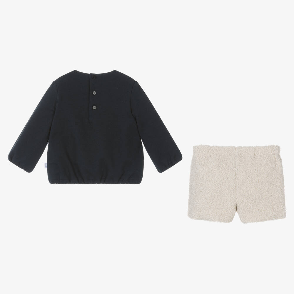 Il Gufo-طقم شورت لون كحلي وعاجي أطفال بناتي | Childrensalon Outlet