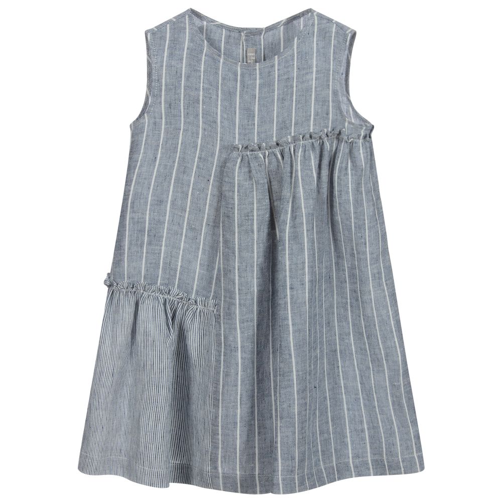 Il Gufo - Girls Blue Linen Dress | Childrensalon