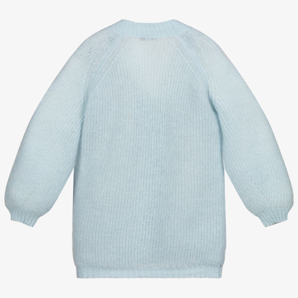 Il Gufo-Girls Blue Mohair Cardigan | Childrensalon Outlet