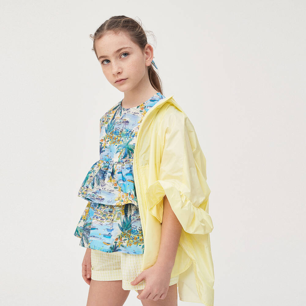 Il Gufo-Girls Blue Riviera Blouse | Childrensalon Outlet