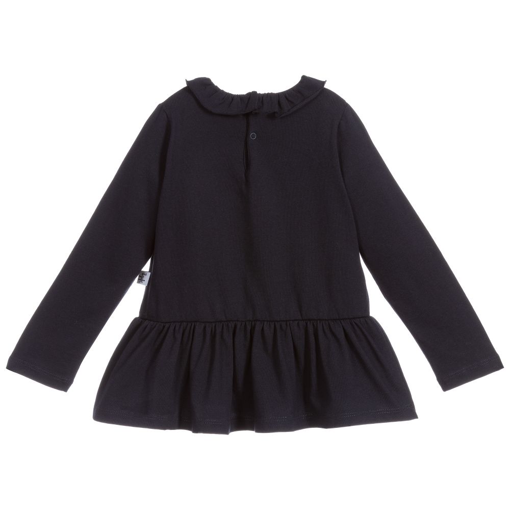 Il Gufo-Girls Blue Ruffle Cotton Top | Childrensalon Outlet
